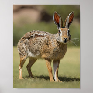 Poster Antelope Jackrabbit em pé na grama