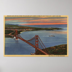 Pôster Antena de golden gate bridge & da área da baía