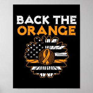 Poster Anteriormente, Orange Sunflower USA Flag Leukemia