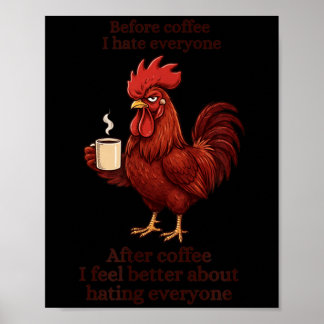 Poster Antes do Café Depois do Café Humor Divertido Mascu