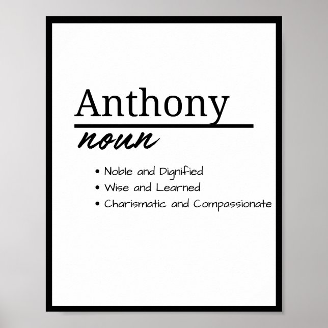 Poster Anthony, Definição de Nome Personalizado Menino (Frente)