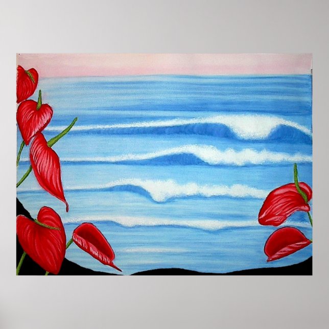 Poster Anthurium Ocean Watercolor Design (Frente)