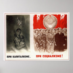 Pôster Anti-capitalismo 1948 de URSS União Soviética