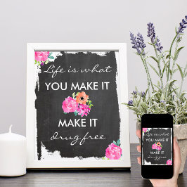 Poster Anti-Drogas Chalkboard e Sensibilização Floral