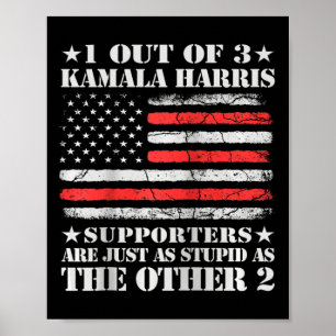 Poster Anti Kamala Harris Piada estúpida bandeira america