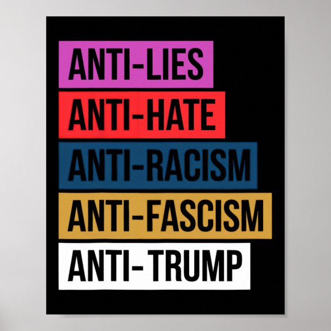 Poster Anti-Ódio Mentira Racismo Fascismo Resiste Trump P (Frente)