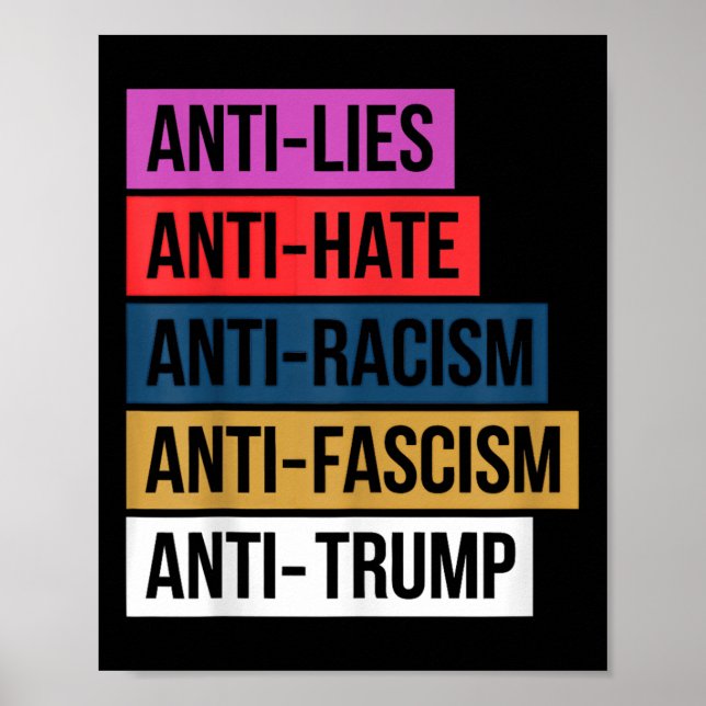 Poster Anti-Ódio Mentira Racismo Fascismo Resiste Trump P (Frente)