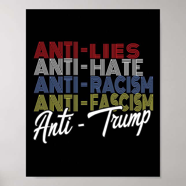 Poster Anti-Trump Hate Lies E Fascismo Resistiam À Votaçã (Frente)