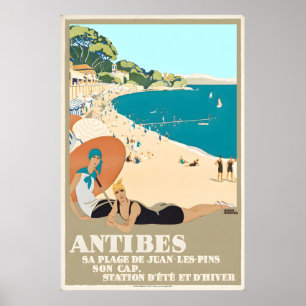 Poster Antibes França Cote d'Azur Cartaz de Viagem Sa Pla