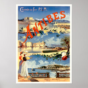 Poster Antibes viagens vintage França