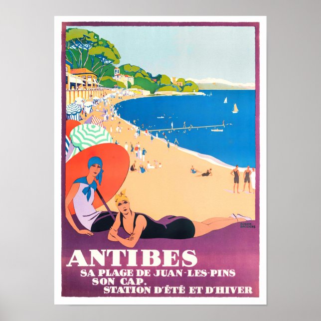 Poster Antibes viagens vintage França (Frente)