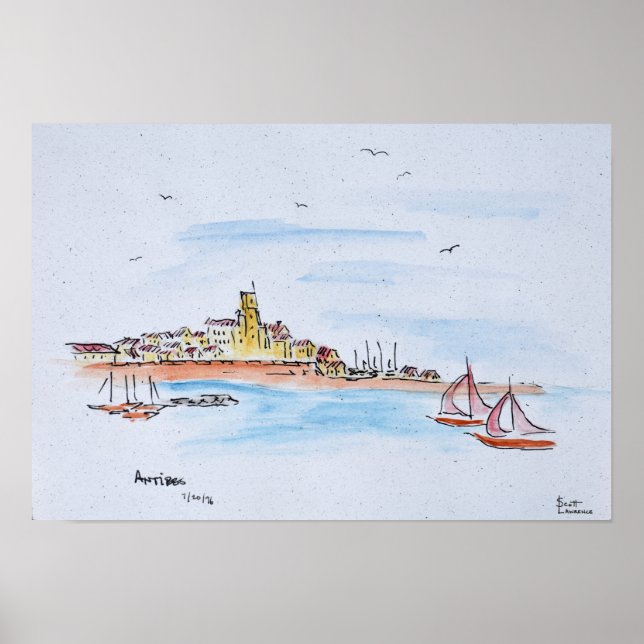 Pôster Antibos do Mediterrâneo, França (Frente)