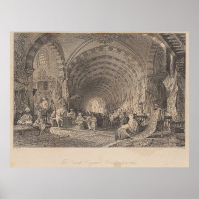 Poster Antíca Istambul Constantinopla Bazar Excelente (Frente)