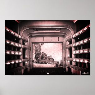 Poster Antiga Áustria Viena Staatsoper ópera interior
