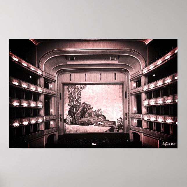 Poster Antiga Áustria Viena Staatsoper ópera interior (Frente)