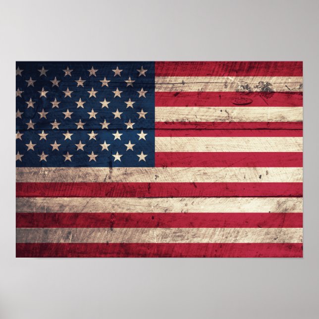 Poster Antiga bandeira Americana de Wooden (Frente)