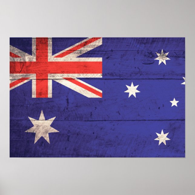 Poster Antiga bandeira da Austrália de Wooden (Frente)