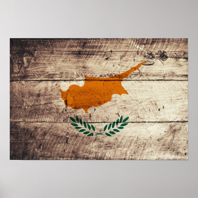 Pôster Antiga bandeira de Wooden Cyprus (Frente)