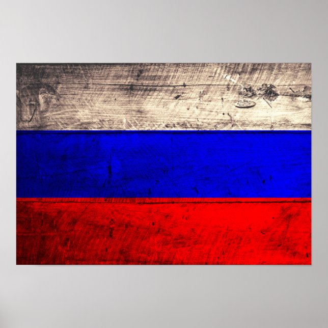 Poster Antiga bandeira russa de Wooden (Frente)