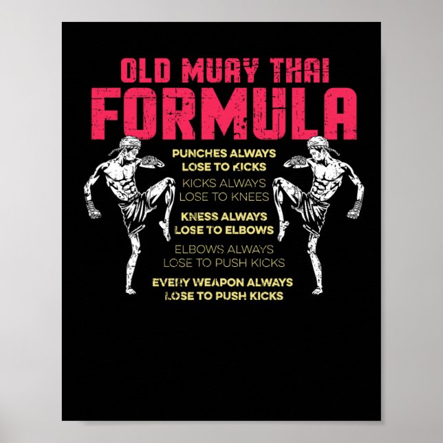 Poster Antiga Fórmula de Muay Thai Kickboxing Boxeador Ta (Frente)
