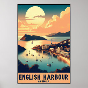 Poster Antiga Harbour de inglês vintage dos anos 60 Viage