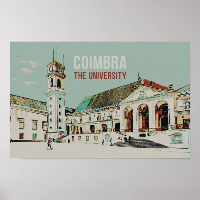Poster Antiga ilustração universitária Coimbra, Portugal (Frente)