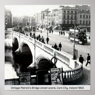 Poster Antiga Irlanda, Ponte de Patrick em 1902, Cidade d