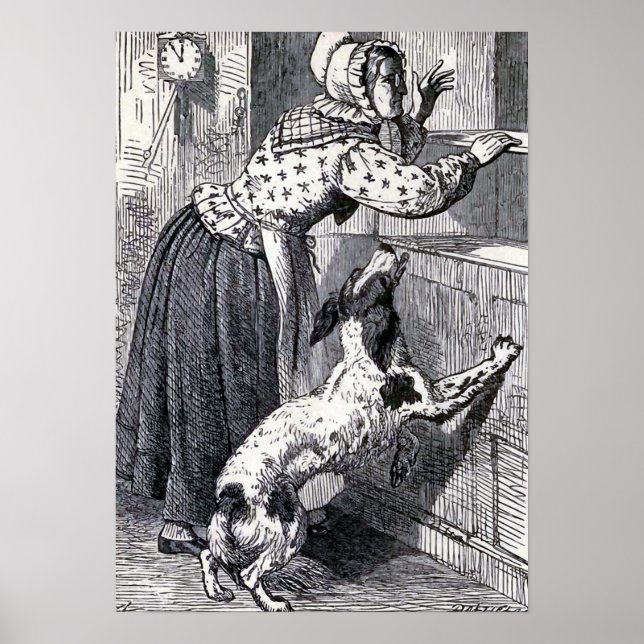 Pôster "Antiga Mãe Hubbard" Ilustração Vintage (Frente)