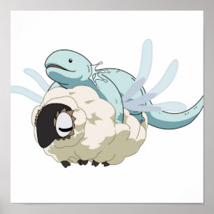 Poster Antiga Magus Bride Axolotl e ovelha