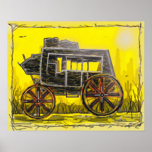 Poster Antiga Stagecoach Ocidental
