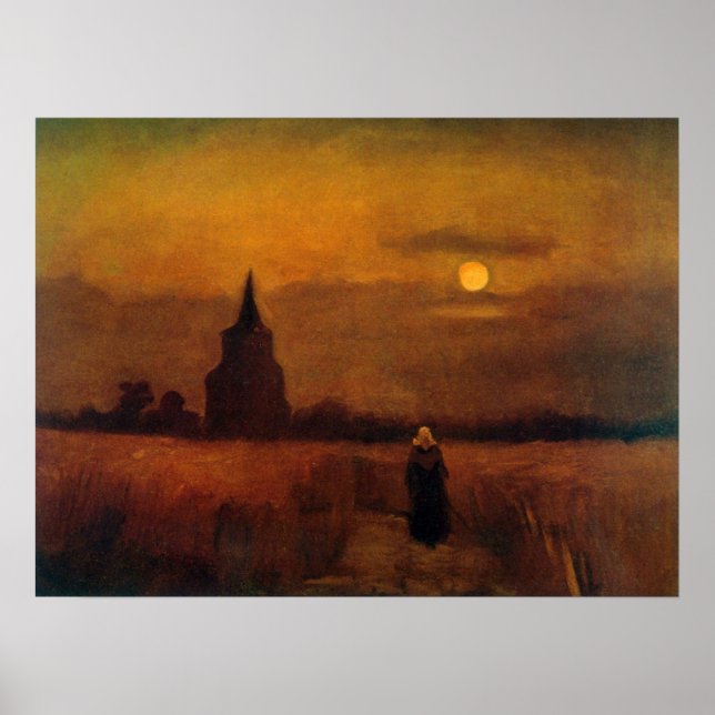 Poster Antiga Torre nos Campos por Vincent van Gogh (Frente)