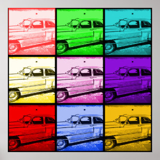 Poster Antigo Classic Car Watercolor Pop