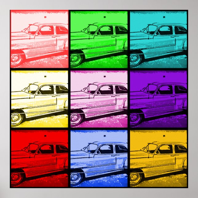 Poster Antigo Classic Car Watercolor Pop (Frente)