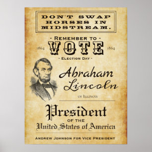 Poster antigo da campanha de Abraham Lincoln do