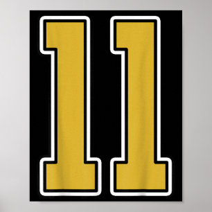 Poster Antigo Dourado Black White Srts Número 11 Jersey U