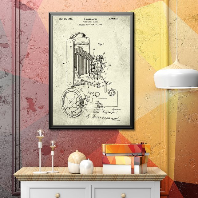 Poster Antigo Greenish | Patente da câmara fotográfica (Criador carregado)