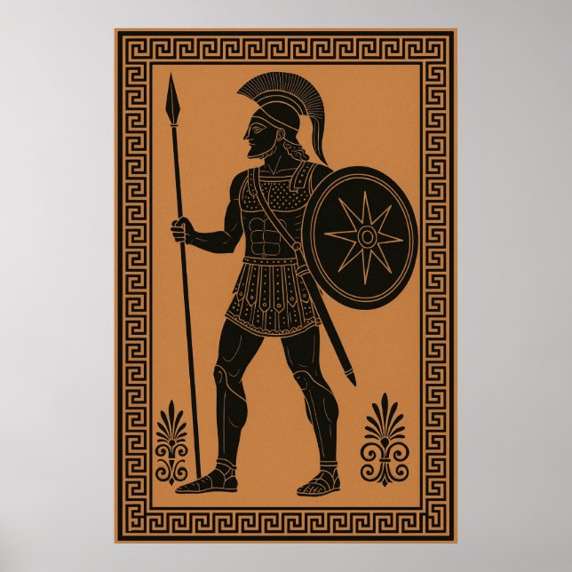 Poster Antigo Guerreiro Grego - Estilo de Potência de Fig (Frente)