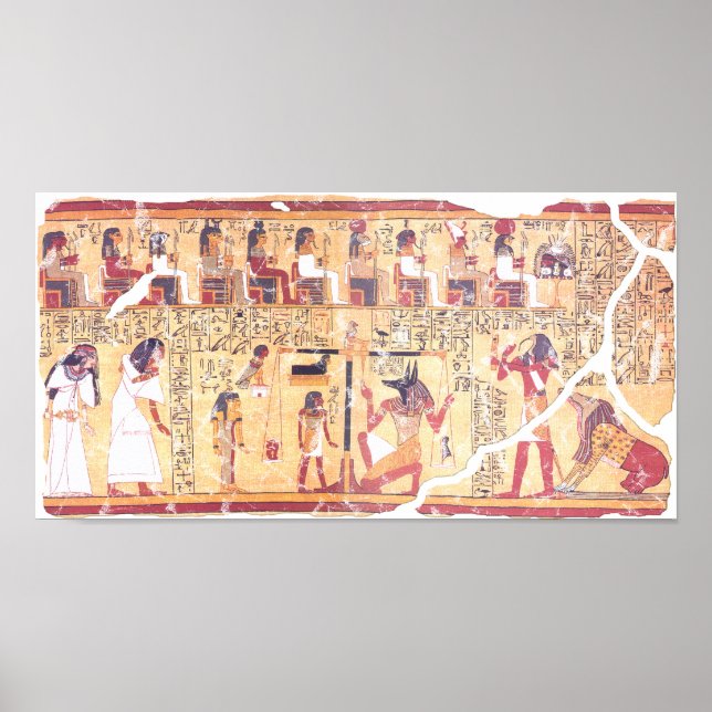 Poster Antigo Livro Egípcio do Morto Pesando a Hea (Frente)