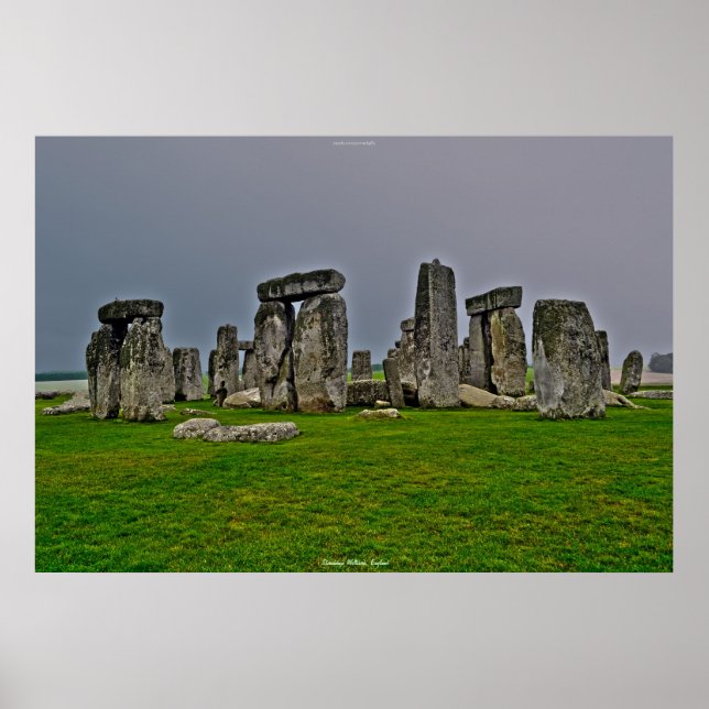 Poster Antigo local das Pedras Permanentes de Stonehenge  (Frente)