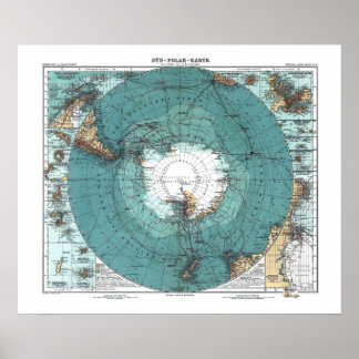 Poster Antigo mapa da Antártica