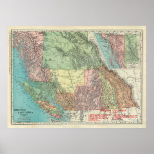 Poster Antigo Mapa da Colômbia no Canadá (1903)