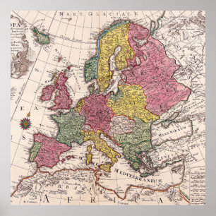 Poster Antigo Mapa da Europa do Retrocesso