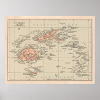 Antigo Mapa de Fiji (1919) Vintage Viti Levu Atlas