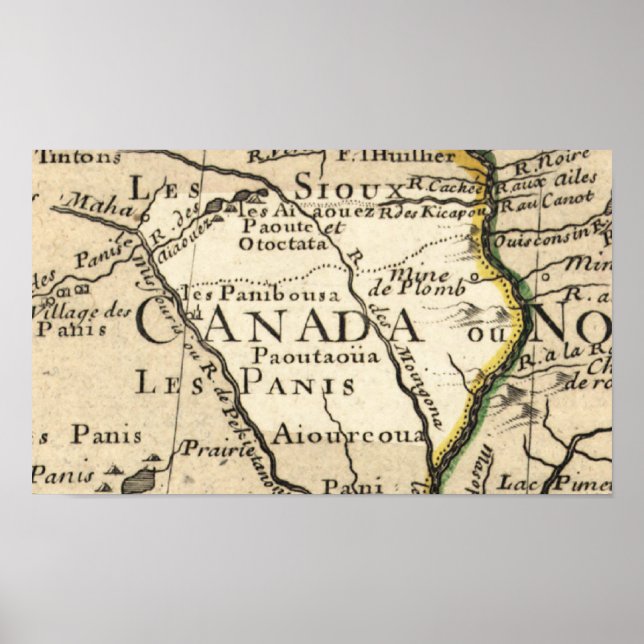 Poster Antigo mapa de Iowa (Frente)