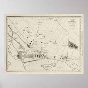 Poster Antigo Mapa de Montreal no Canadá (1924), Quebec,