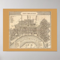 Antigo Mapa de Nova Orleans, LA
