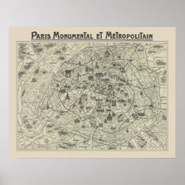 Poster Antigo Mapa De Paris