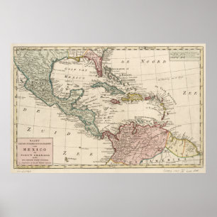 Poster Antigo mapa do Caribe das Índias Ocidentais (1765)
