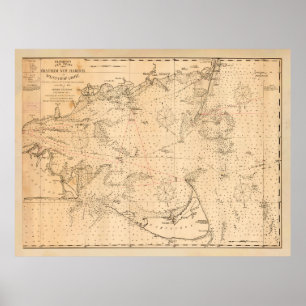 Poster Antigo Mapa do Nantucket e do Cabo Cod (1894)