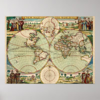 Antigo Mapa Geral da Vintagem Antiga do Mundo
